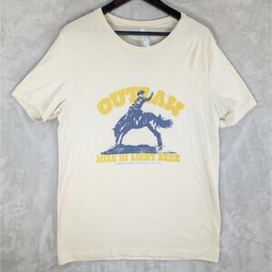 Outlaw Beer Buckin' Outlaws T Shirt Adult Size Large Cotton Western Rodeo Texas